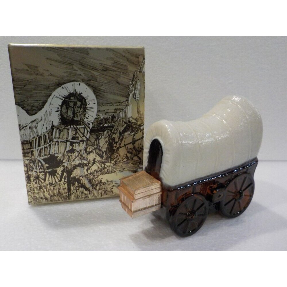 Vintage Avon Glass Covered Wagon Spicy After Shave Bottle (EMPTY)